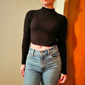 Crop Mock Neck Sweater